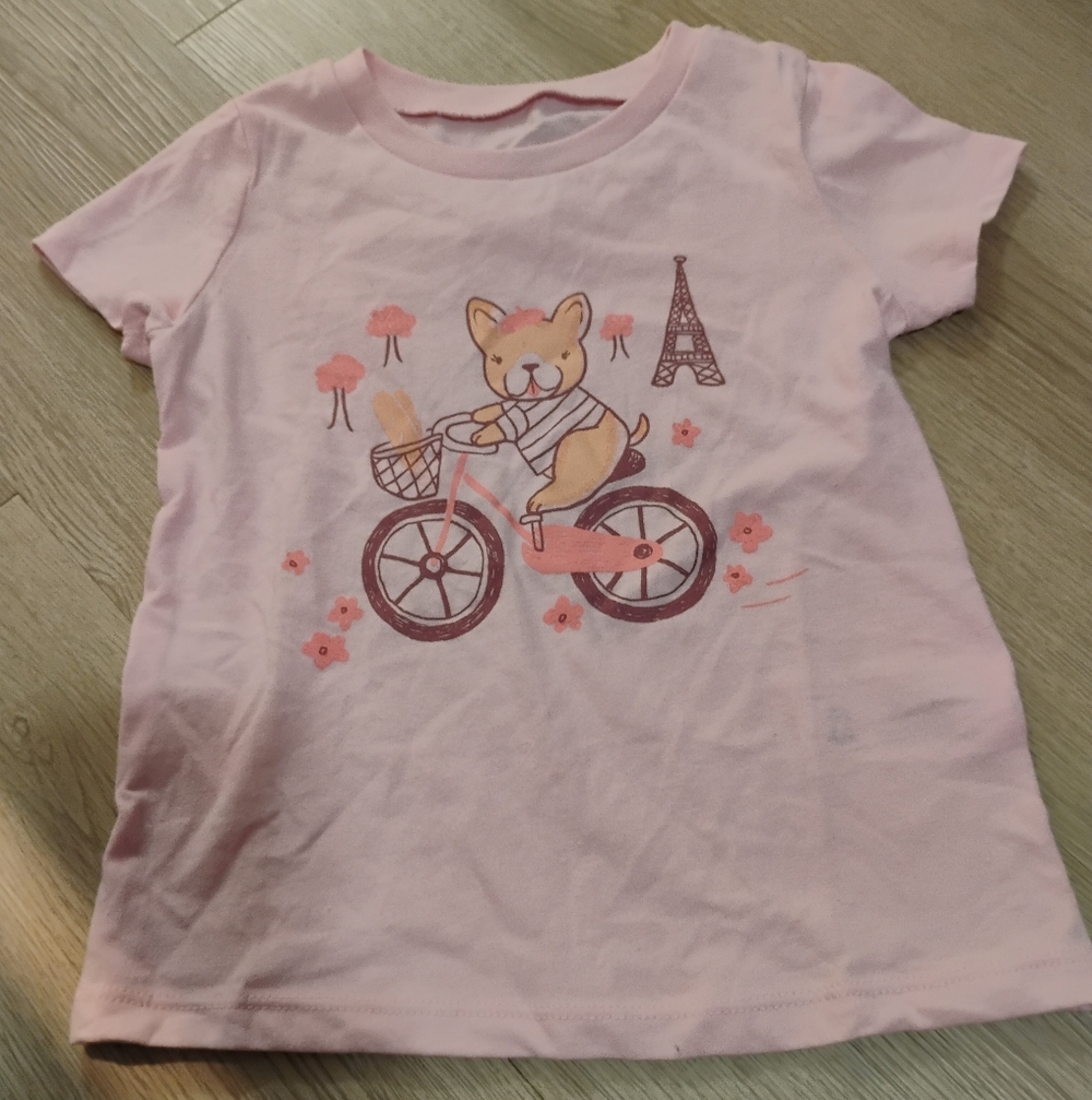 OshKosh B'gosh Pink Tee with Bicycle Animal Print